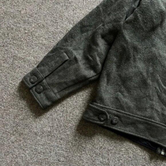 Woolrich Wool Blanket Lined Long Sleeve Full Zip Barn Over Coat Green Mens Large - Picture 13 of 16